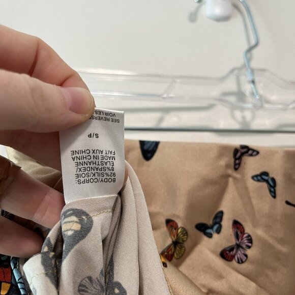 CAMI NYC Aviva Butterfly-Print Silk Charmeuse Mini Skirt In Beige Size Small - Picture 6 of 8